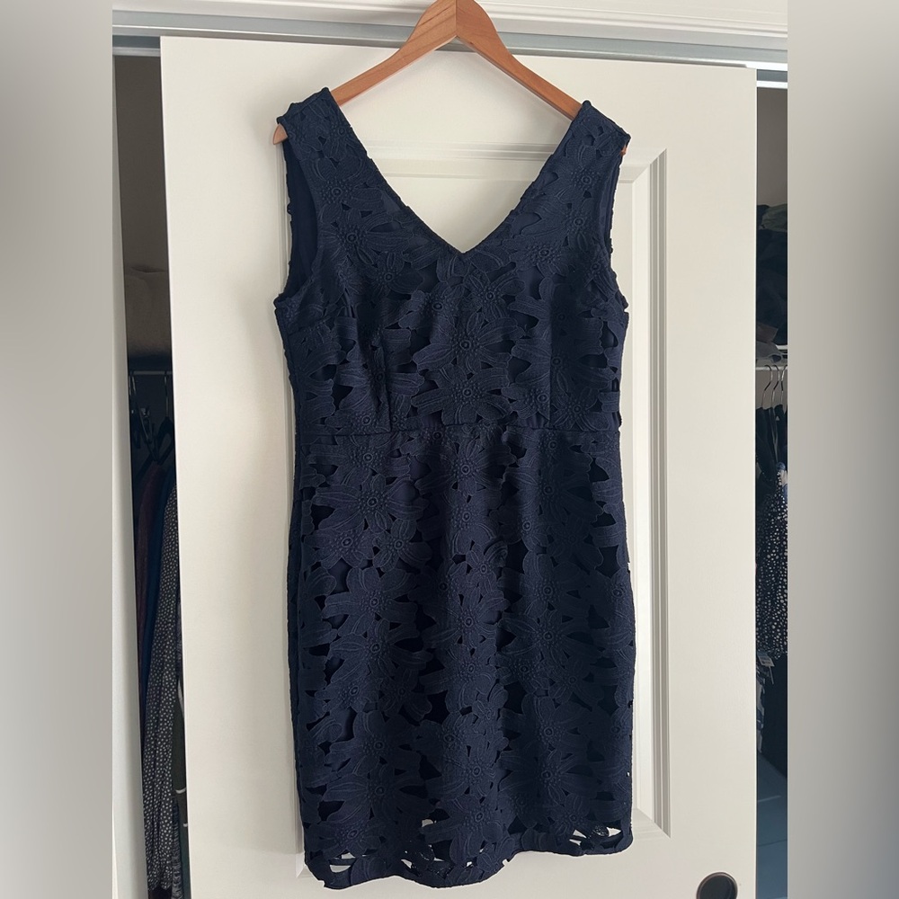 Banana Republic Midnight Blue Floral Lace Midi Dress - Picture 3 of 6